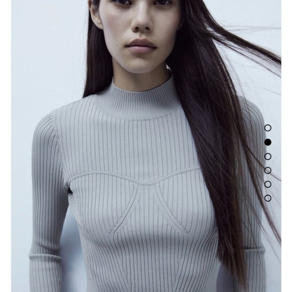 ZARA Light Blue Ribbed Mock Slender Turtleneck Sweater – Women’s Medium - Picture 6 of 6